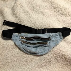Double Zipper Denim Fanny Pack Belt Bag *New*
